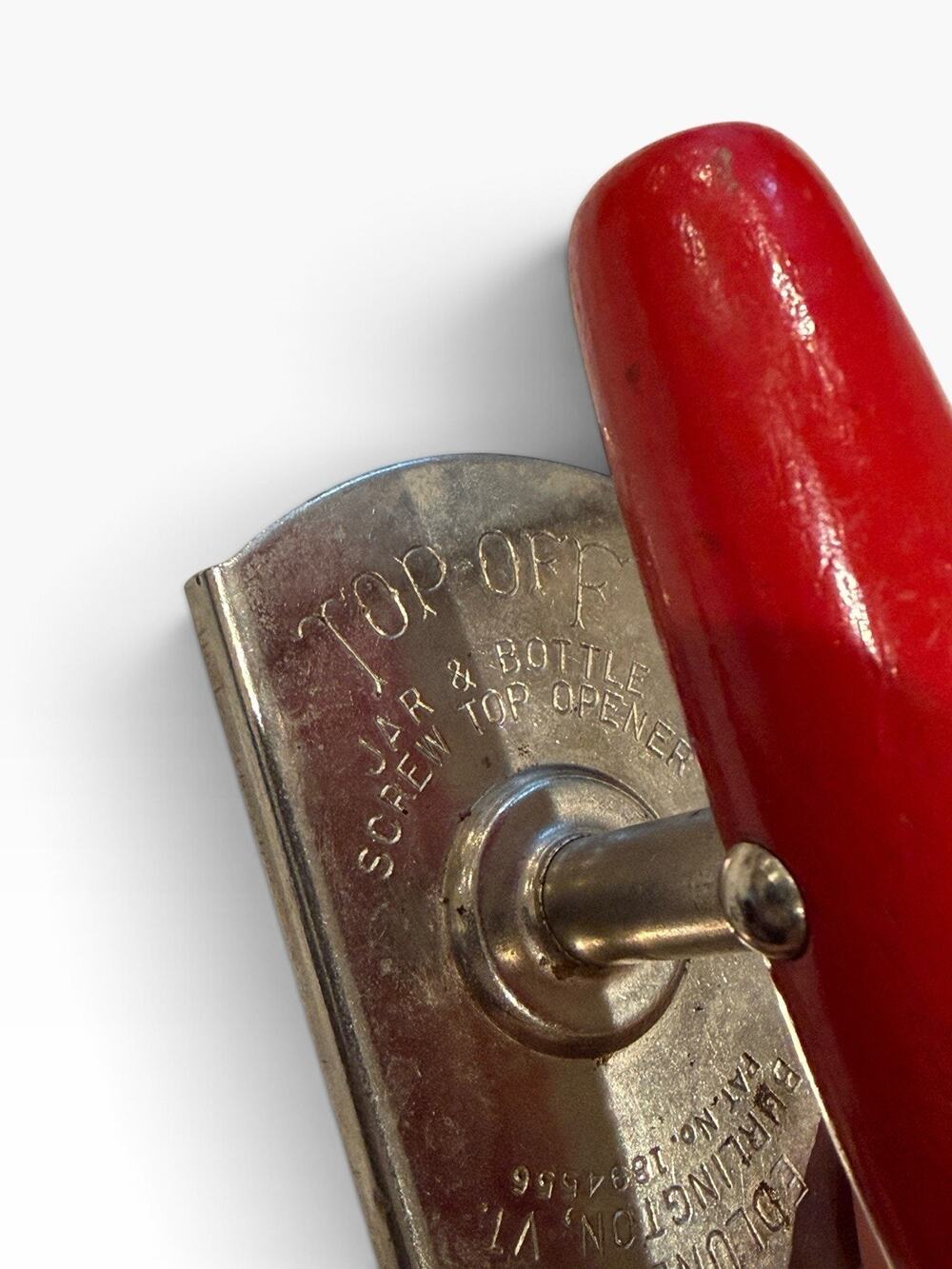 30's Edlund Co Top Off Jar Bottle Screw Top Opener Red Wood Handle